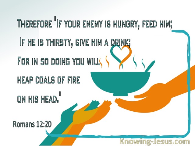 Romans 12:20 If Your Enemy Is Hungry, Feed Him (aqua)